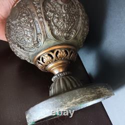 Antique Brass Gone With The Wind Hurricane Oil Conv to Electric Floral Lamp 22