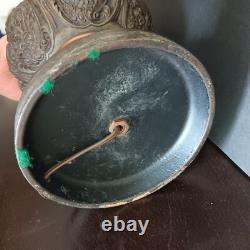 Antique Brass Gone With The Wind Hurricane Oil Conv to Electric Floral Lamp 22