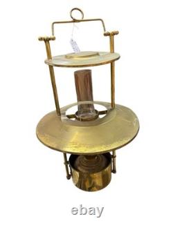 Antique Brass Hanging Oil Lamp Early 1900s Kerosene Lantern with Glass Chimney