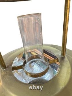 Antique Brass Hanging Oil Lamp Early 1900s Kerosene Lantern with Glass Chimney