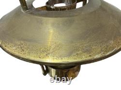 Antique Brass Hanging Oil Lamp Early 1900s Kerosene Lantern with Glass Chimney
