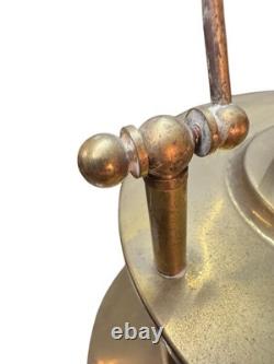 Antique Brass Hanging Oil Lamp Early 1900s Kerosene Lantern with Glass Chimney