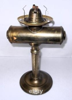 Antique Brass Kerosene Oil Lamp, Etched Glass Shade, Scoville Mfg Co. USA, 1916