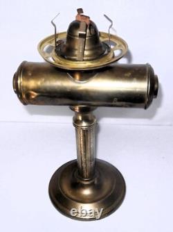 Antique Brass Kerosene Oil Lamp, Etched Glass Shade, Scoville Mfg Co. USA, 1916