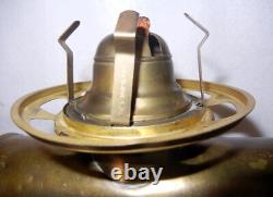Antique Brass Kerosene Oil Lamp, Etched Glass Shade, Scoville Mfg Co. USA, 1916