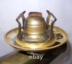 Antique Brass Kerosene Oil Lamp, Etched Glass Shade, Scoville Mfg Co. USA, 1916
