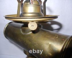 Antique Brass Kerosene Oil Lamp, Etched Glass Shade, Scoville Mfg Co. USA, 1916