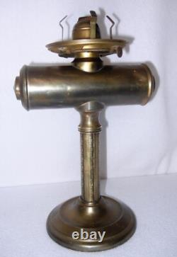 Antique Brass Kerosene Oil Lamp, Etched Glass Shade, Scoville Mfg Co. USA, 1916