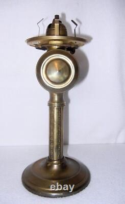 Antique Brass Kerosene Oil Lamp, Etched Glass Shade, Scoville Mfg Co. USA, 1916