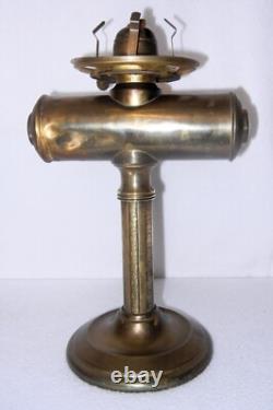 Antique Brass Kerosene Oil Lamp, Etched Glass Shade, Scoville Mfg Co. USA, 1916