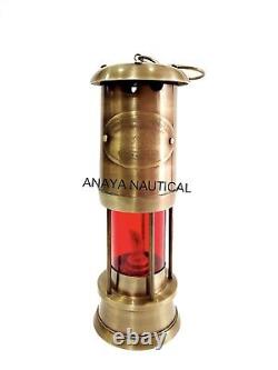Antique Brass Miner Lamp Nautical Ship Decor Boat Miner Red/Green Oil Lamp Light