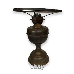 Antique Brass Oil Lamp with Duplex Burner Made in England 13H X 10W X 6Base