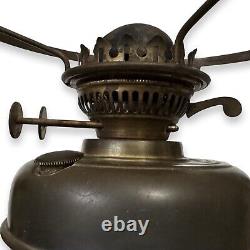 Antique Brass Oil Lamp with Duplex Burner Made in England 13H X 10W X 6Base