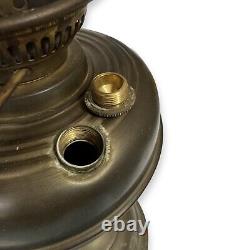 Antique Brass Oil Lamp with Duplex Burner Made in England 13H X 10W X 6Base