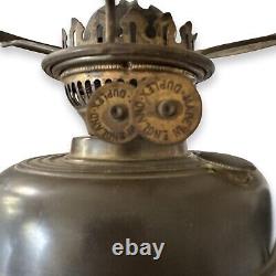 Antique Brass Oil Lamp with Duplex Burner Made in England 13H X 10W X 6Base