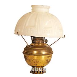 Antique Brass Oil Lamp with Milk Glass Shade