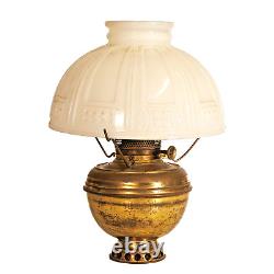 Antique Brass Oil Lamp with Milk Glass Shade