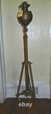 Antique Brass Piano floor lamp standing oil Victorian 1800's