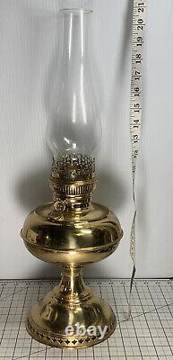 Antique Brass RAYO Center Draft Kerosene Oil Lamp, Burner Chimney