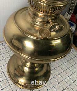 Antique Brass RAYO Center Draft Kerosene Oil Lamp, Burner Chimney