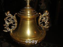 Antique Brass Religious Lamp Cathedral Window Design Converted Oil Lamp