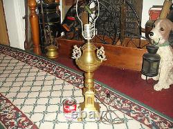 Antique Brass Religious Lamp Cathedral Window Design Converted Oil Lamp