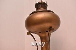 Antique Brass Stand Oil Lamp Light Art Nouveau Jugendstil Electrified Whiplash