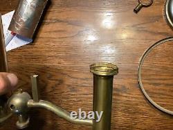 Antique Brass Student Desk Oil Lamp 1860s SAS-IS WithO Shade For Repair or Parts