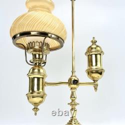 Antique Brass Student Lamp Original Tank Oil Converted To Electric 7 Fitter