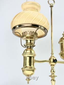 Antique Brass Student Lamp Original Tank Oil Converted To Electric 7 Fitter
