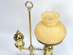 Antique Brass Student Lamp Original Tank Oil Converted To Electric 7 Fitter