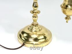 Antique Brass Student Lamp Original Tank Oil Converted To Electric 7 Fitter