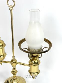 Antique Brass Student Lamp Original Tank Oil Converted To Electric 7 Fitter