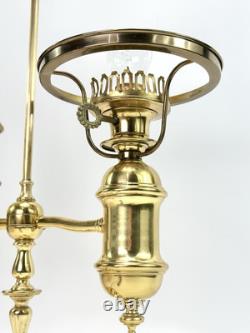 Antique Brass Student Lamp Original Tank Oil Converted To Electric 7 Fitter