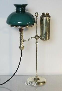 Antique Brass Student Oil Lamp 1880 Manhattan Brass Co, Converted to Electric