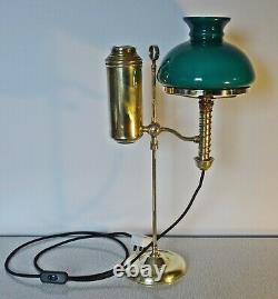 Antique Brass Student Oil Lamp 1880 Manhattan Brass Co, Converted to Electric