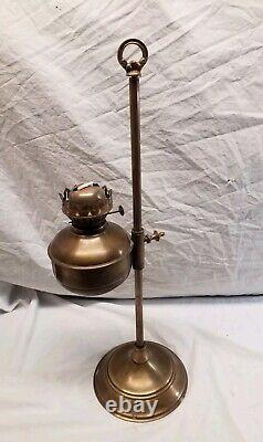 Antique Brass Student Oil Lamp Desk Lamp On Weighted Stand Adjustable Height