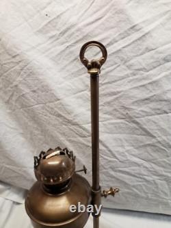 Antique Brass Student Oil Lamp Desk Lamp On Weighted Stand Adjustable Height