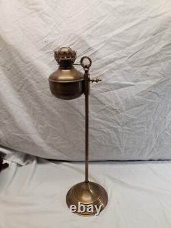 Antique Brass Student Oil Lamp Desk Lamp On Weighted Stand Adjustable Height