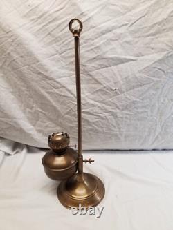 Antique Brass Student Oil Lamp Desk Lamp On Weighted Stand Adjustable Height
