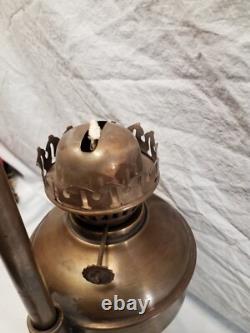Antique Brass Student Oil Lamp Desk Lamp On Weighted Stand Adjustable Height