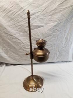 Antique Brass Student Oil Lamp Desk Lamp On Weighted Stand Adjustable Height