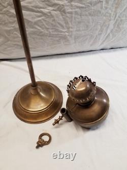Antique Brass Student Oil Lamp Desk Lamp On Weighted Stand Adjustable Height