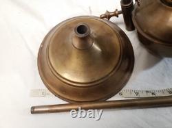 Antique Brass Student Oil Lamp Desk Lamp On Weighted Stand Adjustable Height