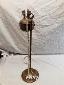 Antique Brass Student Oil Lamp Desk Lamp On Weighted Stand Adjustable Height