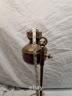 Antique Brass Student Oil Lamp Desk Lamp On Weighted Stand Adjustable Height