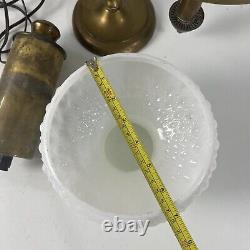 Antique Brass Student Oil Lamp WithMilk Glass Shade 21 Electrified Manhattan