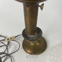 Antique Brass Student Oil Lamp WithMilk Glass Shade 21 Electrified Manhattan