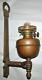 Antique Brass Torch & Wreath Oil Kerosene Sconce Lamp Hand Holder, Duplex Burner