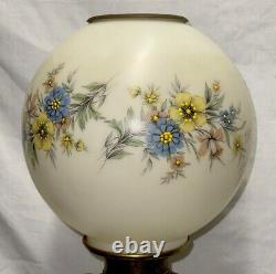 Antique Brass Victorian Banquet Parlor Converted B&H Oil Lamp with Globe 24 MINT